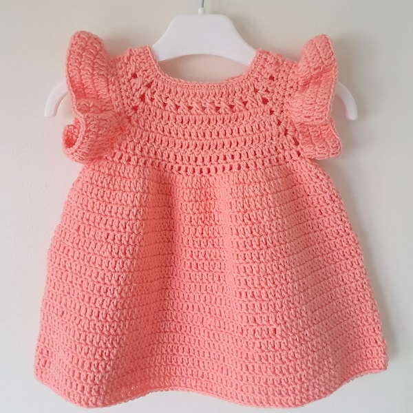 Crochet PATTERN -Baby Dress - Puffy riffle dress - Newborn, baby and toddler Dress- Newborn to 3 years  / Baby photo prop