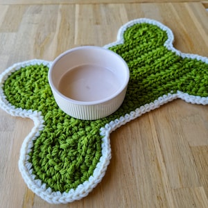 Napperon en forme d&#39;os de chien au crochet / tapis d&#39;eau pour aliments pour animaux de compagnie / tapis épais / tapis de bol / napperon de vaisselle de nourriture et d&#39;eau