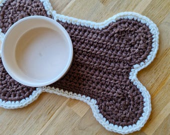 NOT AI - Crochet Dog Bowl Mat PATTERN – Chunky Bone Pet Placemat (PdF Pattern)
