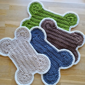 Napperon en forme d&#39;os de chien au crochet / tapis d&#39;eau pour aliments pour animaux de compagnie / tapis épais / tapis de bol / napperon de vaisselle de nourriture et d&#39;eau