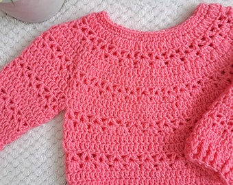 Patrón de suéter de crochet para bebé: jersey unisex, tallas de 6 meses a 7 años (patrón PDF)