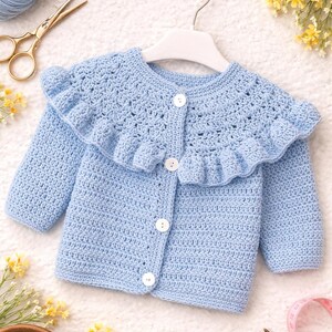 NOT AI - Crochet Baby Cardigan Pattern: Unisex Sweater, Sizes 6-12 Months to 7 Years (PDF Pattern)