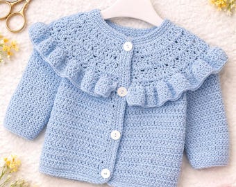NOT AI - Crochet Baby Cardigan Pattern: Unisex Sweater, Sizes 6-12 Months to 7 Years (PDF Pattern)