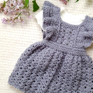Crochet PATTERN -Baby Dress - Puffy riffle dress skirt- Newborn, baby and toddler Dress- Newborn to 4 years  / Baby photo prop