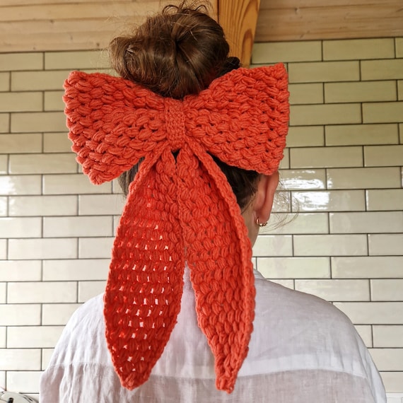NOT AI -Crochet Hair Bow PATTERN – Large Ribbon Hair Accessory (Pdf Pattern)
