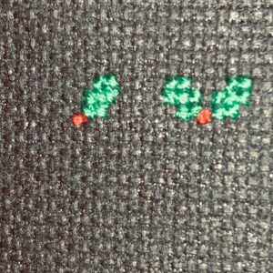 Miniature Christmas Holly Cross Stitch Gift Tag Pdf Pattern - Etsy