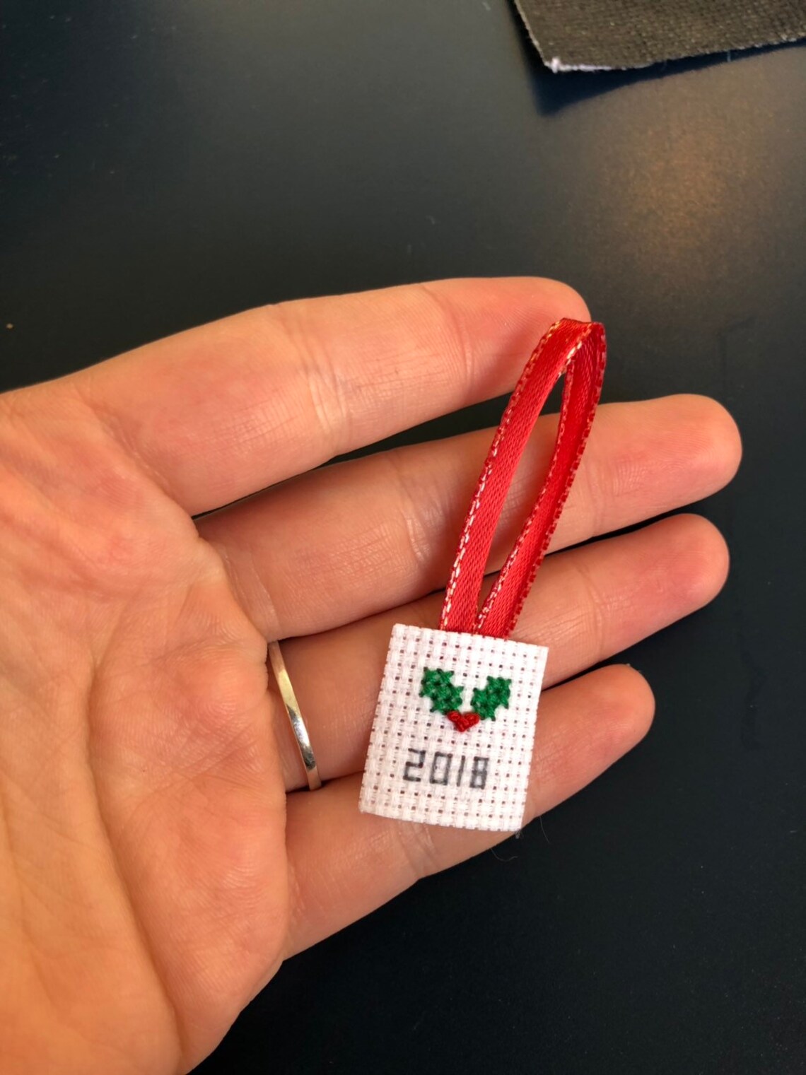 Miniature Christmas Holly Cross Stitch Gift Tag Pdf Pattern - Etsy