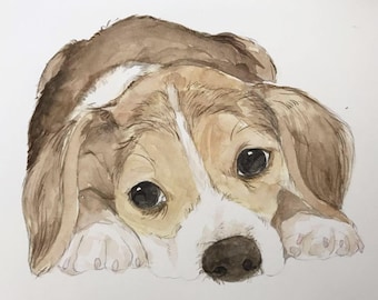 Custom Dog portrait, custom dog portrait painting, custom dog art, dog art print, custom pet painting, pet portrait custom 8×10" Watercolor