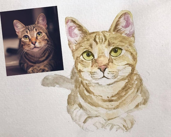 Cat Lover Gift , Pet Lover gift, Gift for pet lover, Pet portrait painting, Watercolor painting custom, Custom Portrait Cat, Custom pet art
