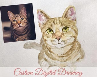 Custom Portrait, Digital Painting, Custom Drawing, Personalized Art, Painting from Photo, Digital Portrait, Birthday Gift, Watercolor