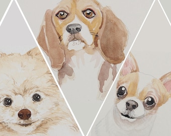 Custom Dog Portrait Watercolor Portrait Painting Dog Portrait Custom Pet Watercolor Painting From Photo Pet Painting Watercolor Dog Painting