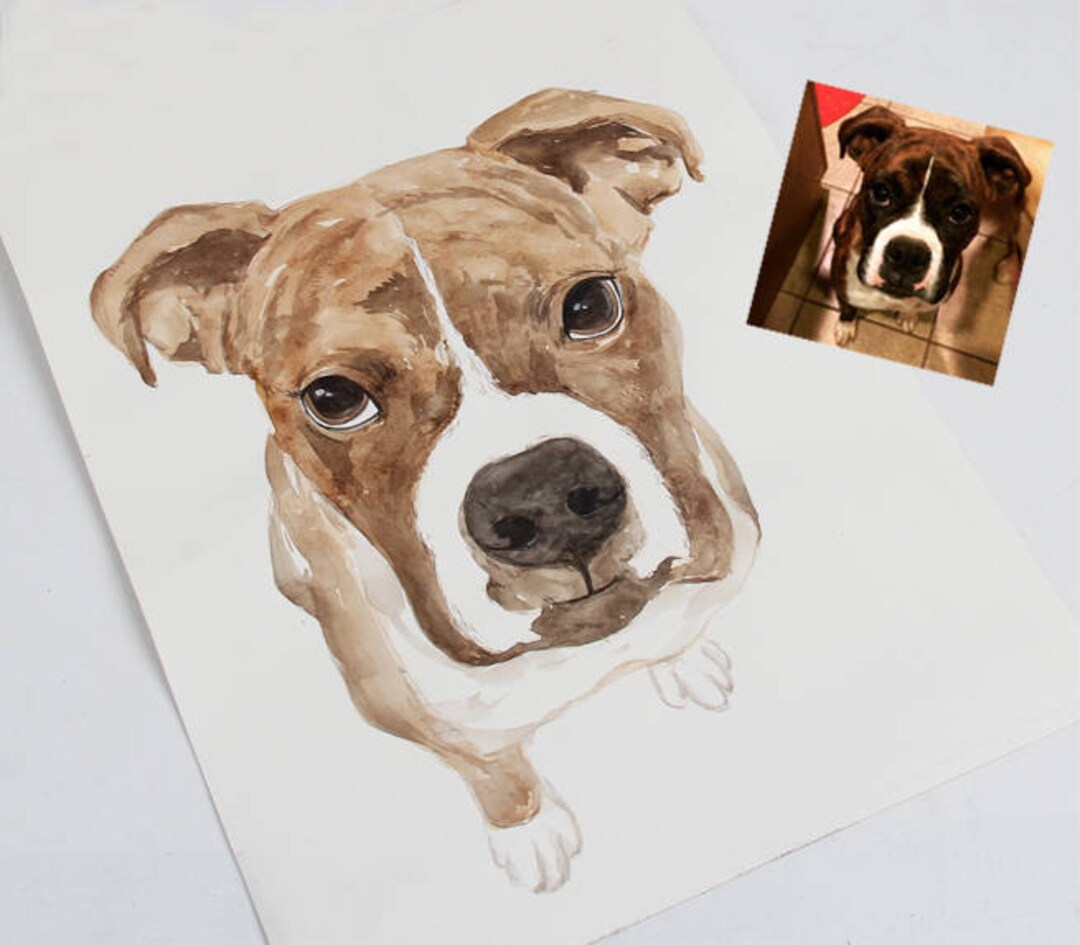 Custom Dog Painting From Photo Custom Dog Watercolor Dog Portrait