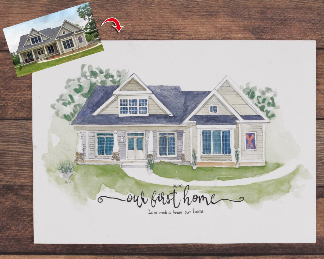Personalized Watercolor House Portrait, Hand-painted Home Portrait ...