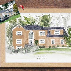 Custom House Portrait Watercolor, Custom House Painting,  Home Illustration, House Drawing, Housewarming Gift