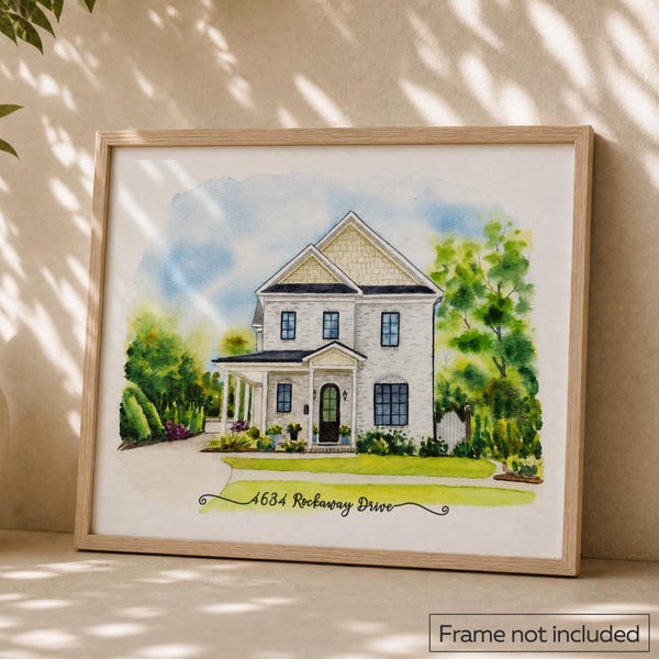 Personalized Watercolor House Portrait, Hand-Painted Home Portrait, Housewarming Gift, First Home Gift, House Portrait from Photo
