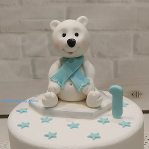 Cake decoration cake topper birthday polar bear BrunoFondant cake decoration fondant fondant figures fondant figures