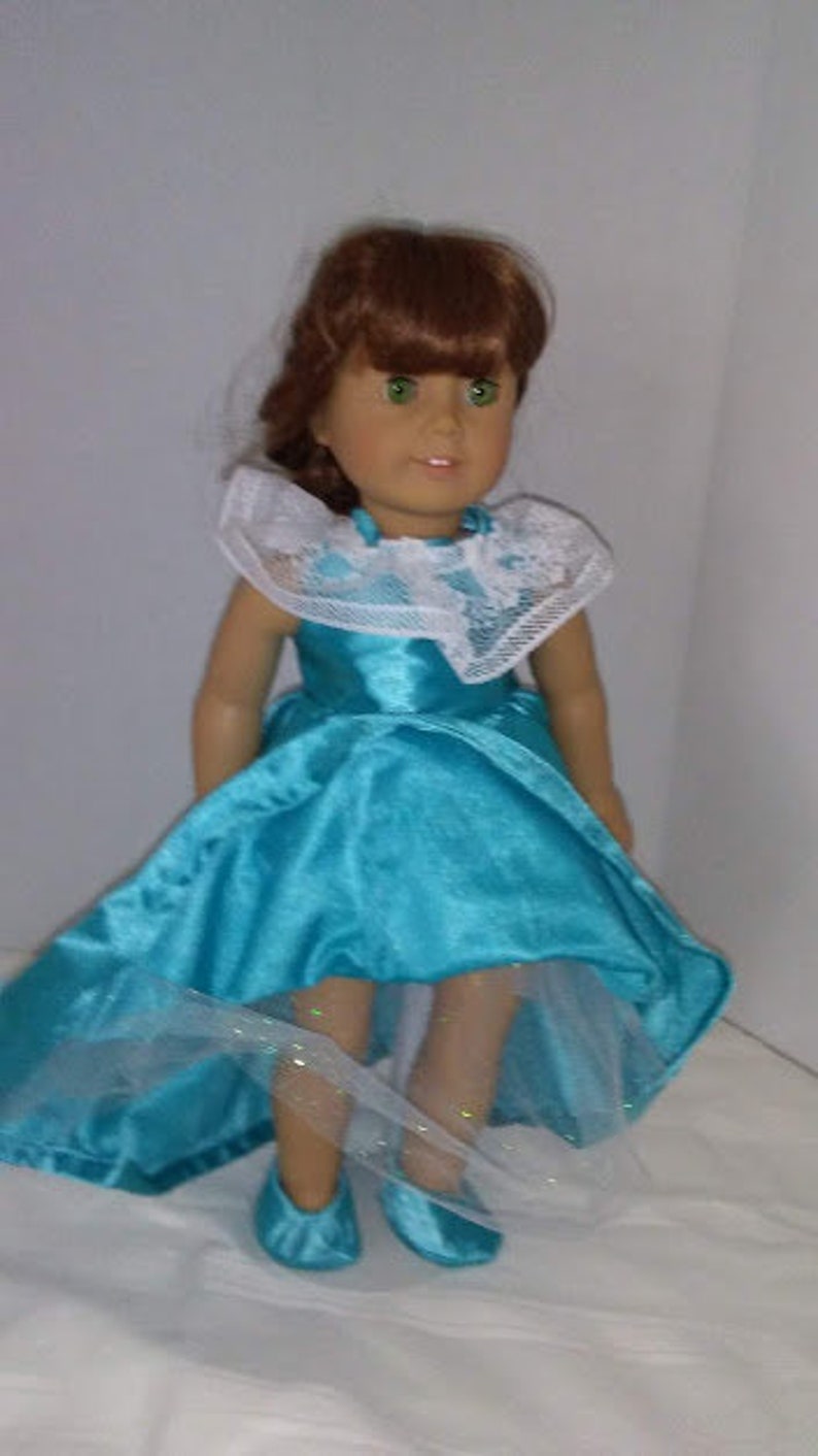 18 Fancy Doll Dress Satiny Aqua Long Dress and Etsy