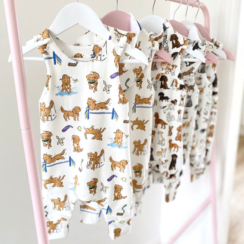 Toller Print Baby Romper Hand Drawn Nova Scotia Duck Tolling Retriever