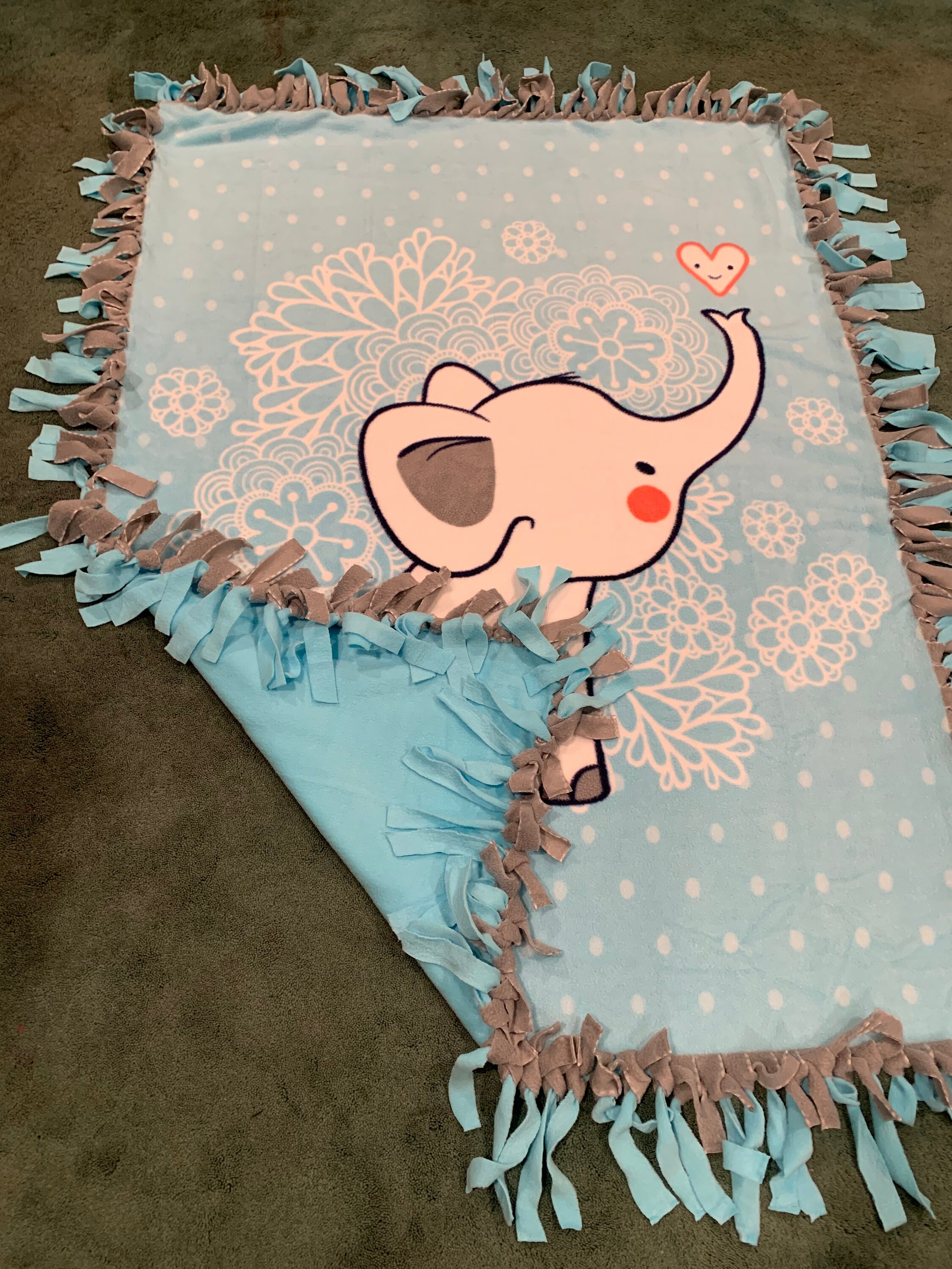 Reversible elephant fleece blanket Etsy