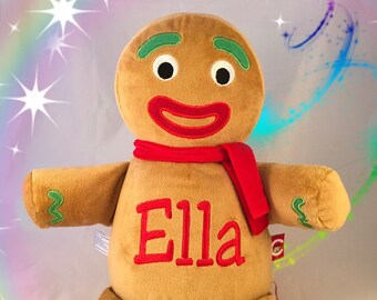 Gingerbread Man-Personalized Stuffed Animal-Christmas Gift-Personalized Gift-Cubbies-Christmas Stuffed Animal-Monogrammed Gift-Kids Gift