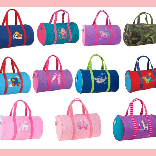 Personalized Kids Duffle Quilted Bag-Girls Duffle Bag-Boys Duffle Bag-Monogram Bag-Embroidered Bag-Stephen Joseph Duffle Bag