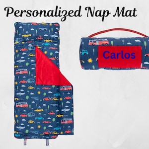 Personalized Toddler Nap Mat-Blue Transportation-Stephen Joseph Nap Mat- Kids - Nap Mat-Monogram Nap Mat-School Nap Mat