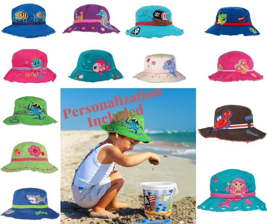 Personalized Baby Bucket Hat - Custom Name Engraved, UPF 50+ Sun Protection, Adjustable Chin Strap, For Boys & Girls 0-12 Years (Multicolor)