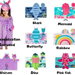 Personalized Girls Hooded Towel - Stephen Joseph - Pool Towel - Kids Beach Towel - Embroidered- Birthday Gift - Mermaid - Butterfly - Easter