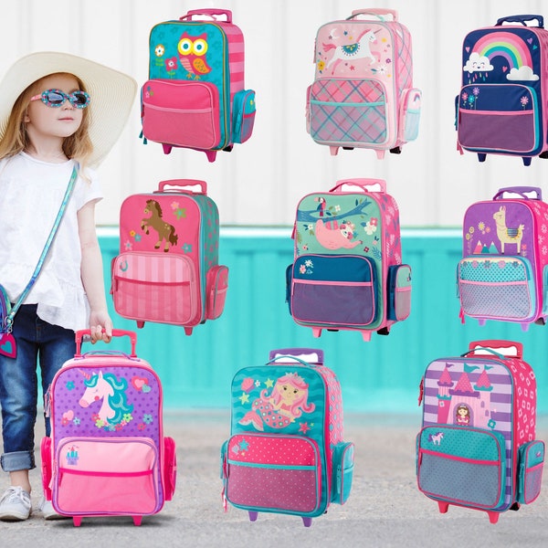 Girls Personalized Rolling Luggage - Stephen Joseph - Travel - Kids Suitcase - Personalization Included- Easter