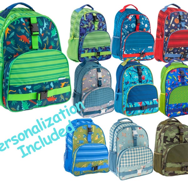 Boys Personalized Backpacks - Stephen Joseph- Dino - Sports - Shark - Construction