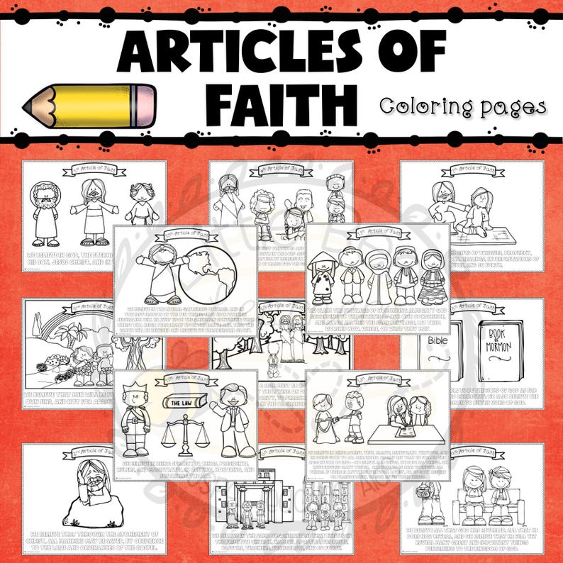 Articles of Faith - Coloring Pages - Nursery and Sunbeams - Etsy