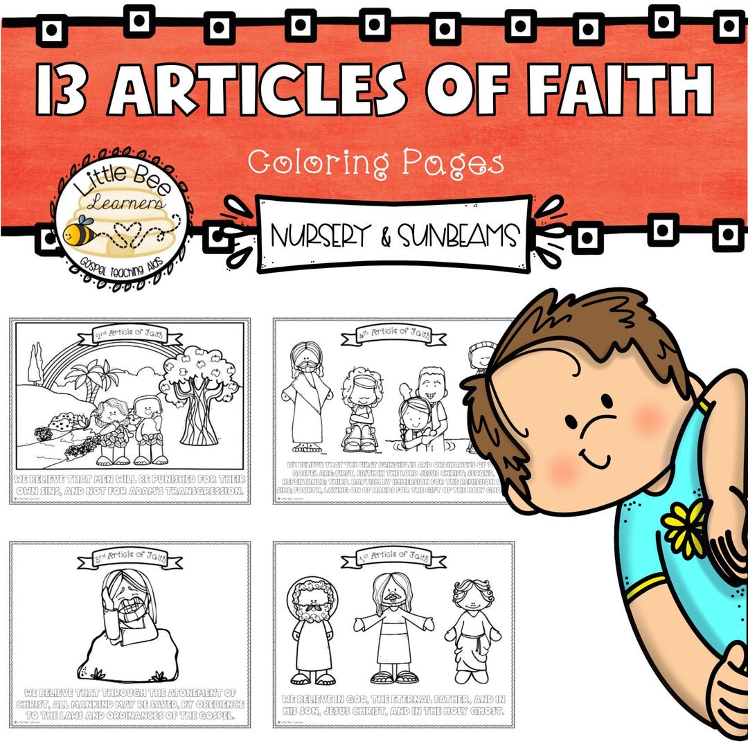 Articles of Faith - Coloring Pages - Nursery and Sunbeams - Etsy