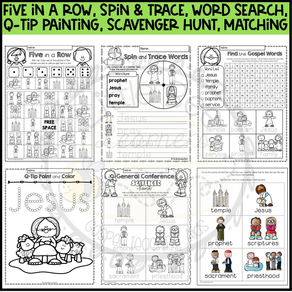 General Conference Activity Packet for Junior Primary Etsy