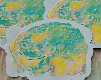Pixie Frog con cappello a foglia grande adesivo