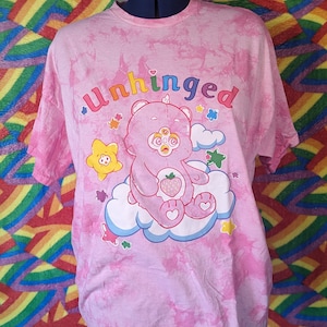 Unhinged Care Bearby Care Bear Furby T- Shirt [ Hand Dyed ]
