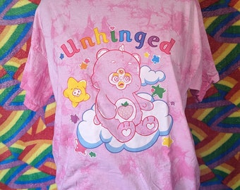 Unhinged Care Bearby Care Bear Furby T- Shirt [ Hand Dyed ]