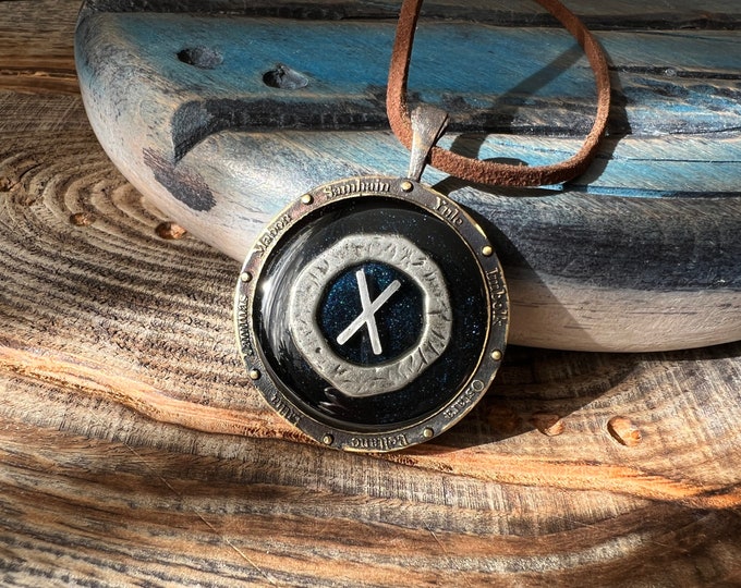 Gebo Rune / Wheel of the Year Two-sided Pendant. - Etsy