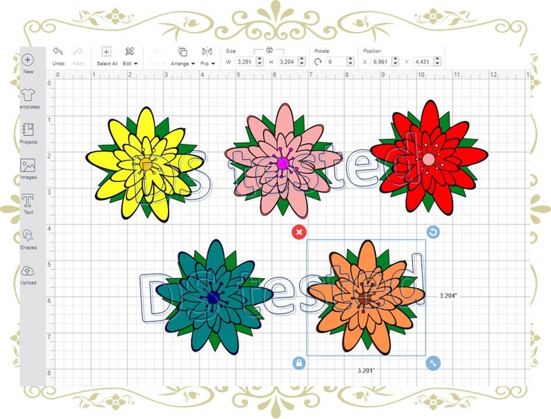 Download 3D DXF and SVG flower templates vee cricut felt flowers | Etsy