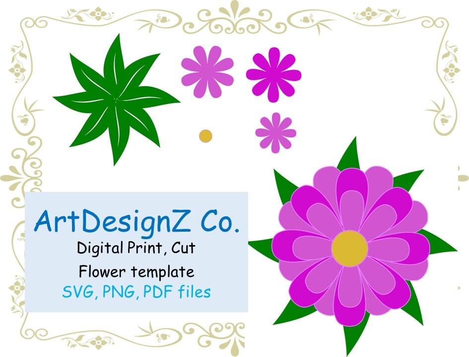 3D SVG vector paper flowers template forever petals vee | Etsy