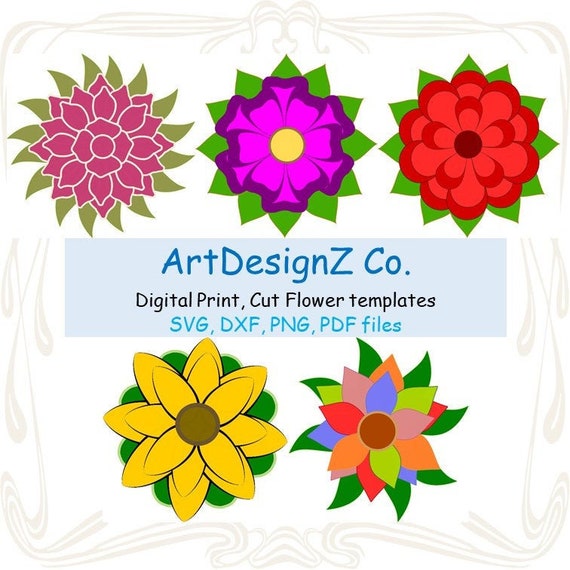 Download A Set Of 3d Svg Vector Paper Flower Templates Forever Dxf Etsy