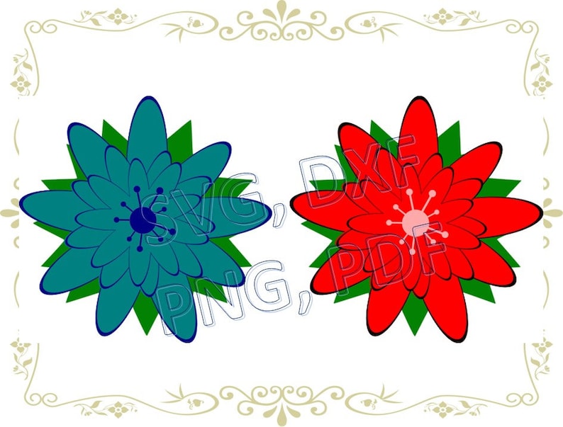 3D DXF and SVG flower templates vee cricut felt flowers | Etsy