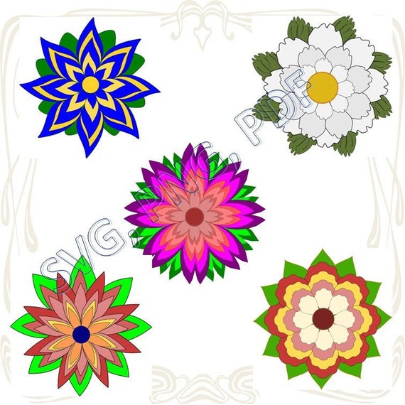 Download A Set Of 3d Template Svg Paper Flowers Set Wedding Etsy