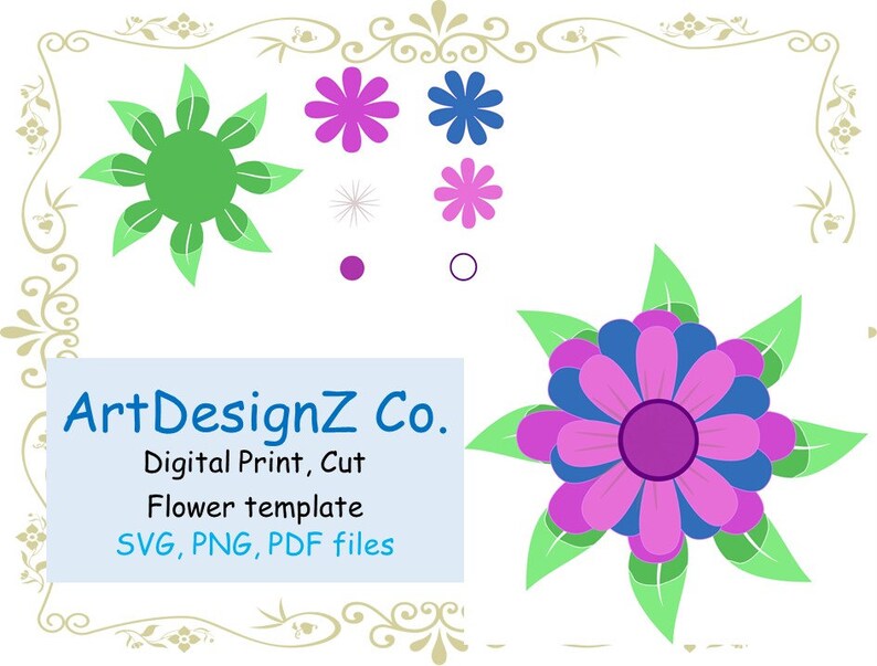 Download 3D SVG vector paper flowers template by vee paper daisy | Etsy