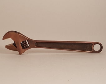 Vintage 8" Non Spark Adjustable Wrench..Vintage Tools..Berylco W153..Made in USA..Drop forged..Copper Alloy