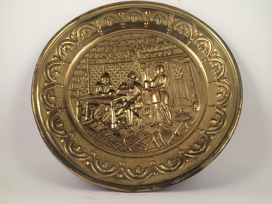 Vintage Brass Plate... Brass wall hanging made in Etsy
