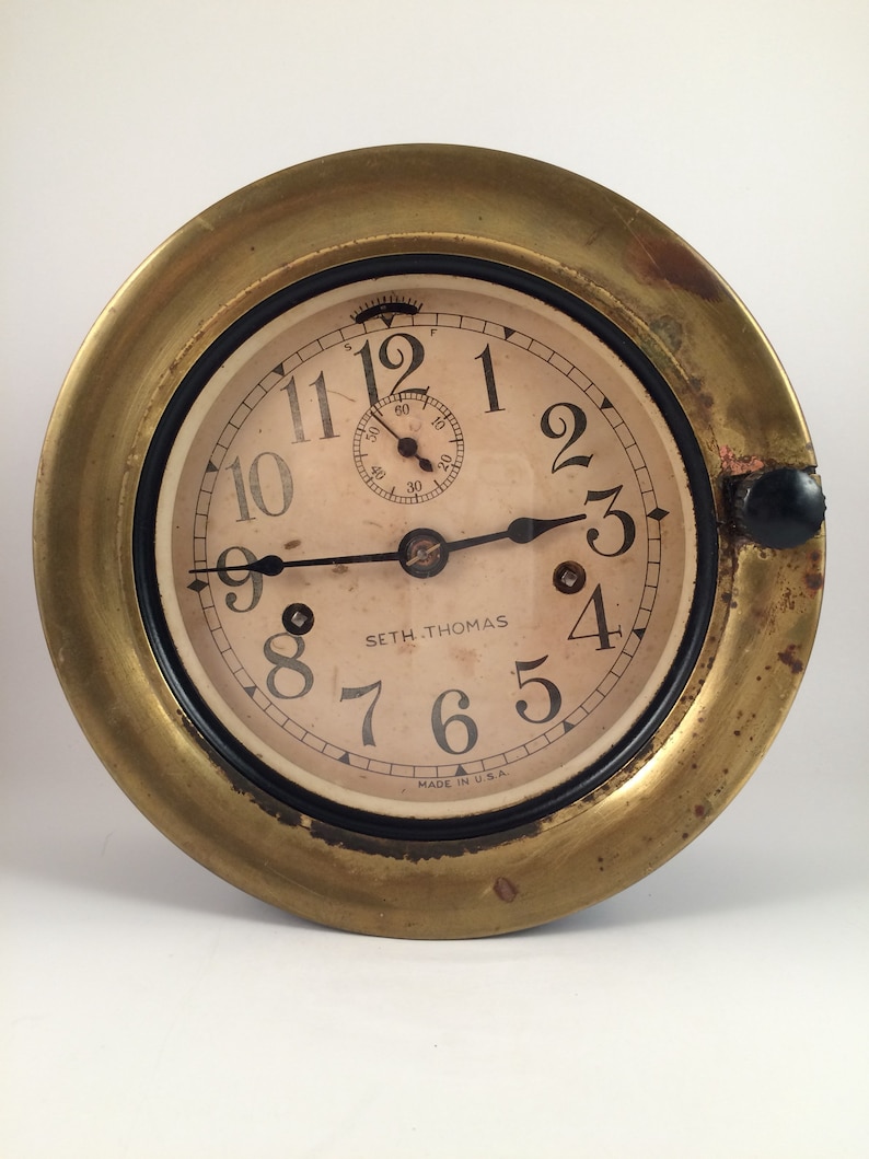Antique Seth Thomas marine clock 8 day movement/ himged Etsy