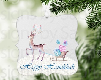 WATERCOLOR REINDEER ORNAMENT-Hanukkah Decoration-Jewish-Hanukkah Gift-Hanukkah Ornament-Christmas-Channukah-Chrismukkah-Reindeer-Jewish