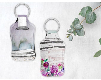 ZEN Bottle Holder Keychain with Bottle-Keychain-Safety-Flowers-Zen-Germ-Sanitizer-Mask-Covid-Custom Design
