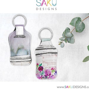 ZEN Flaschenhalter Schlüsselanhänger mit Flasche-Schlüsselanhänger-Sicherheit-Blumen-Zen-Germ-Desinfektionsmittel-Maske-Covid-Custom Design