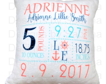 Birthday Bear Baby Pillow Birth Announcement Nursery Etsy